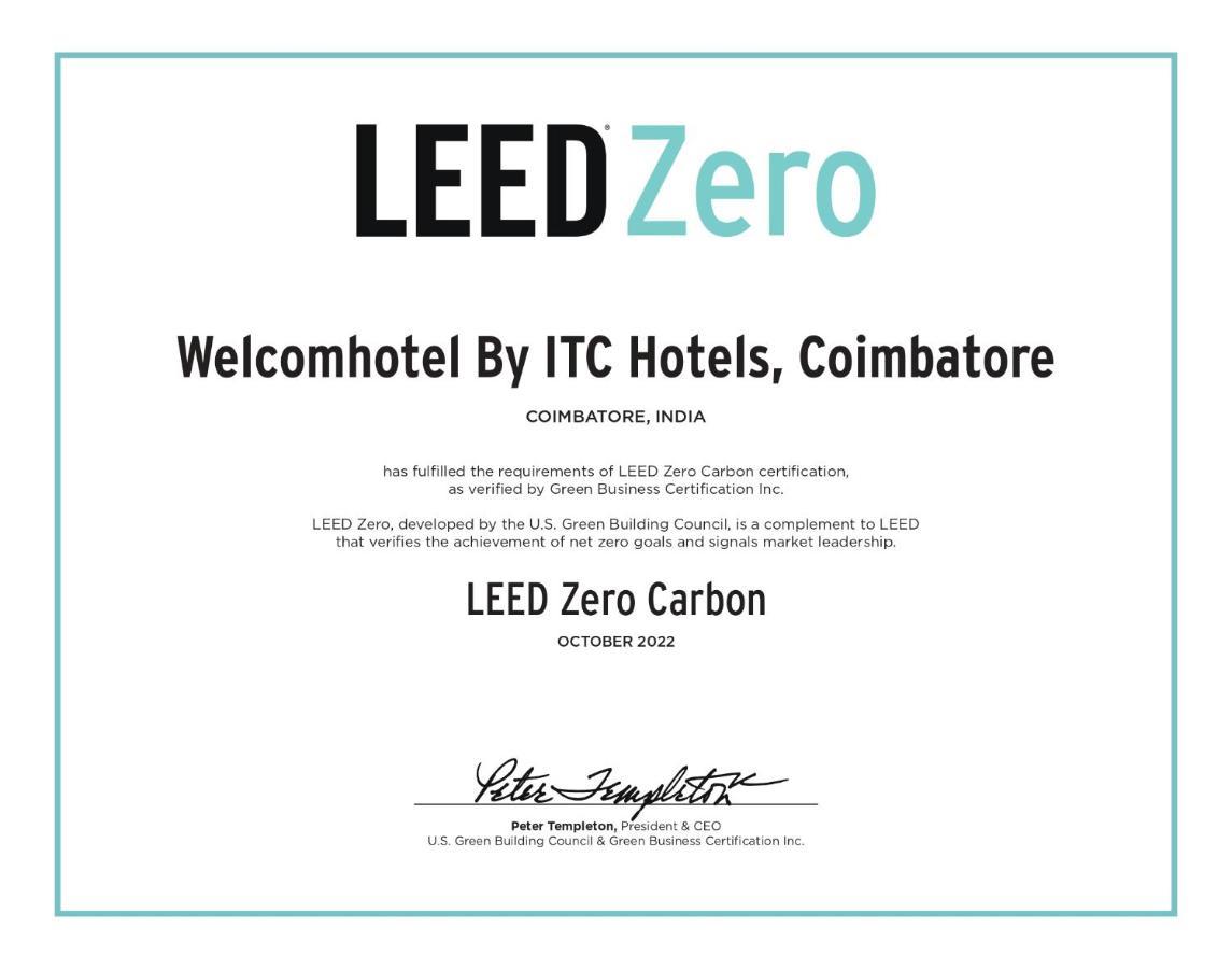 Welcomhotel By Itc Hotels, Racecourse, Coimbatore Exterior photo LEED Zero Certificate